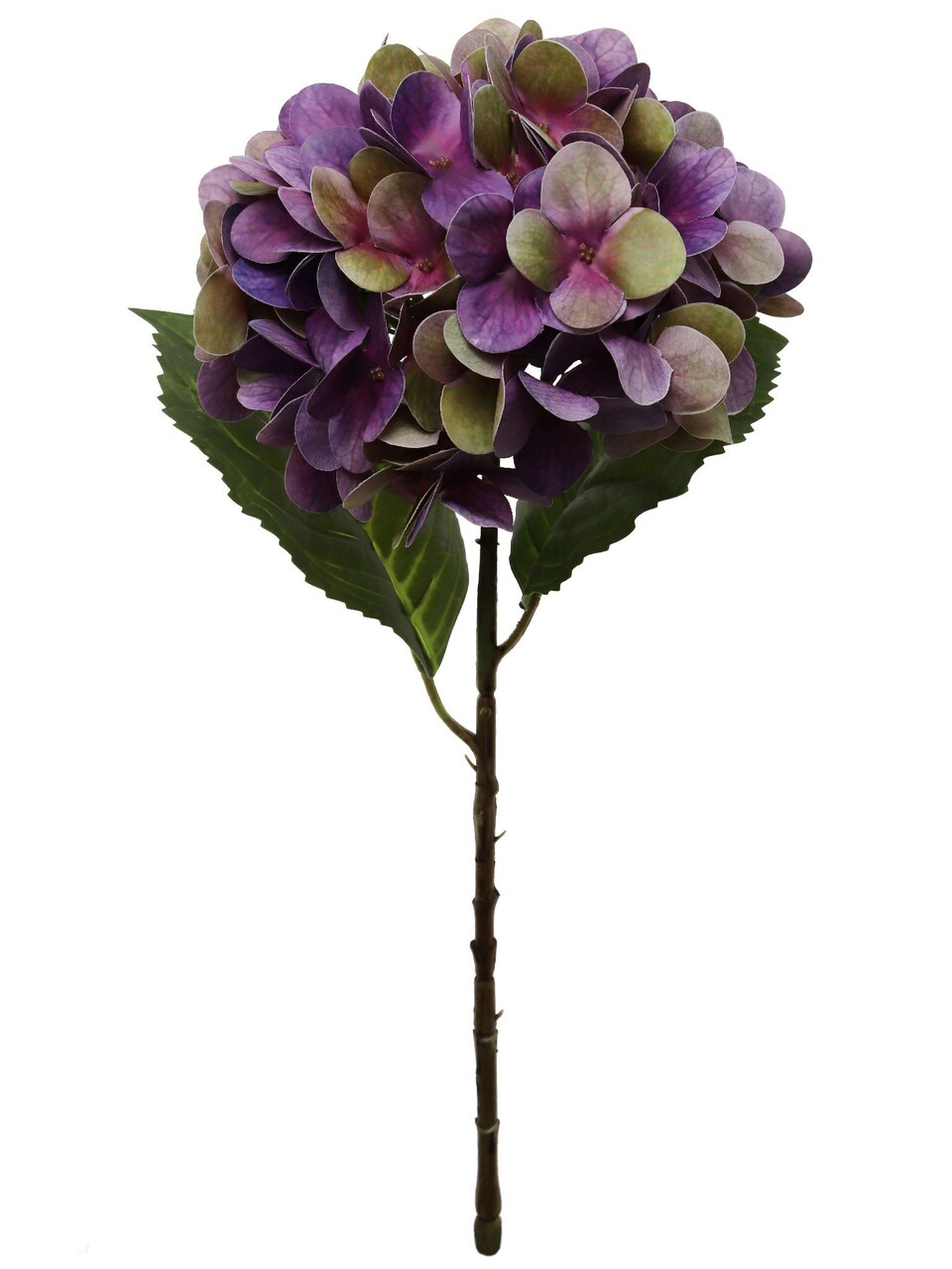 17.75" Artificial Purple Hydrangea Stem with 8" Bloom – Lifelike